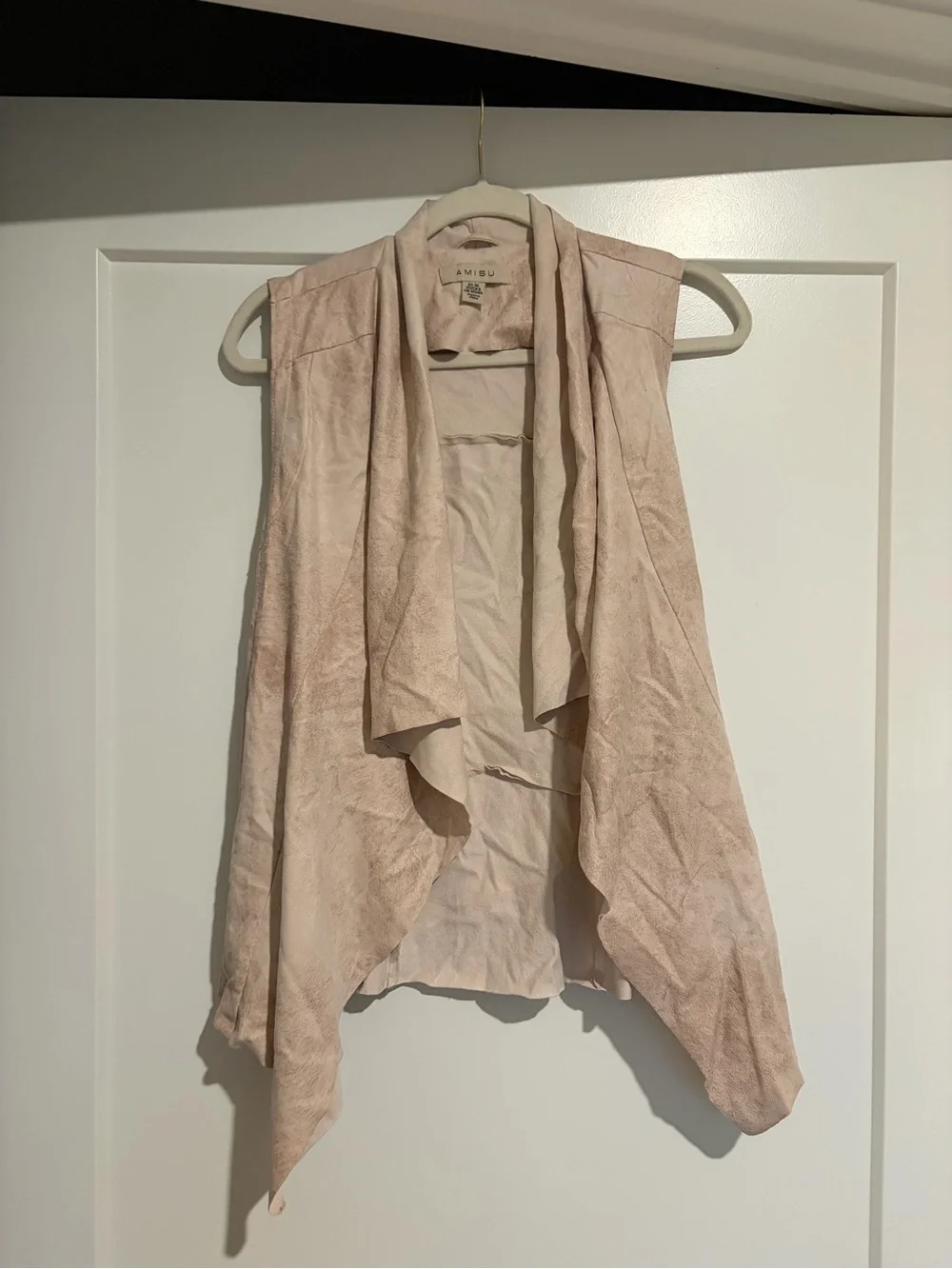 Amisu Light Blush Open Front Draped Vest